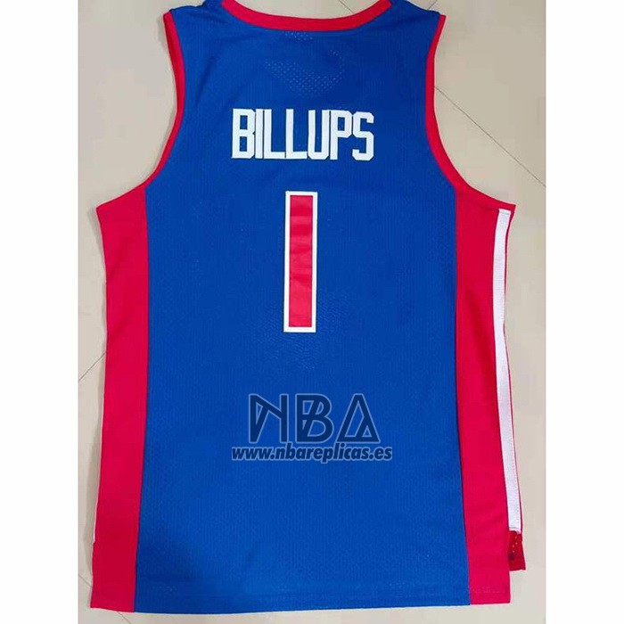 Camiseta Detroit Pistons Chauncey Billups NO 1 Mitchell & Ness 2003-04 Azul